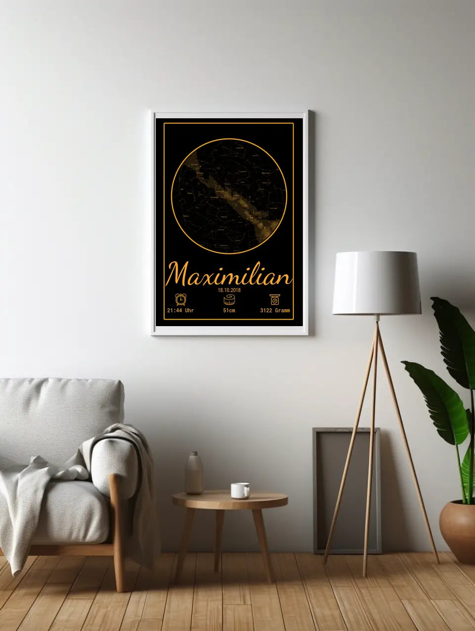 Personalisiertes Poster mit Sternenbild zur Geburtsstunde als Geschenk