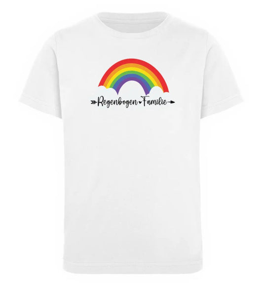 White-T-Shirt mit Regenbogen und Spruch Regenbogen Familie